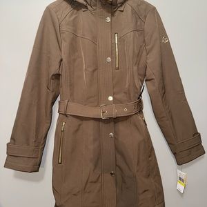 Michael Kors Brown Belted Women's Coat With Hood